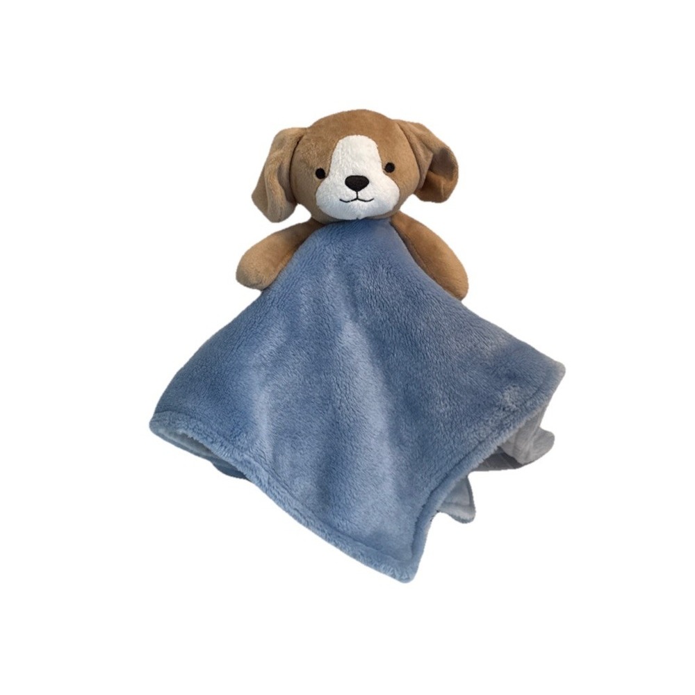 Carter's Baby Boy Blue Beige Puppy Lovey Cuddle Plush Dog Security Blanket  NEW